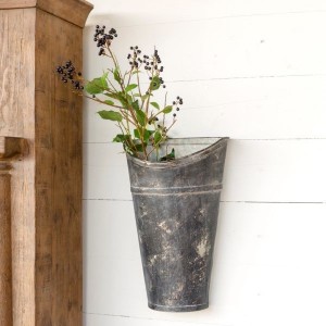 Aged Black Picking Wall Pocket-Bucket-Farmhouse Style   142888724740